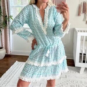 Elegant Blue and White Swim Coverup